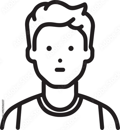 Hand Drawn Adult Man Black and White Avatar Illustration in Minimal Line Art Style Design