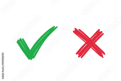 Set check mark and cross. Vector illustartion
