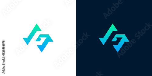 Modern abstract geometric logo design with gradient color transition, representing innovation and growth