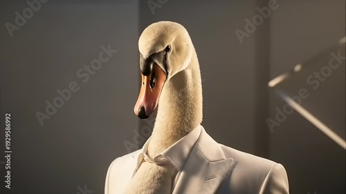 Swan in Suit Business Professional Concept.