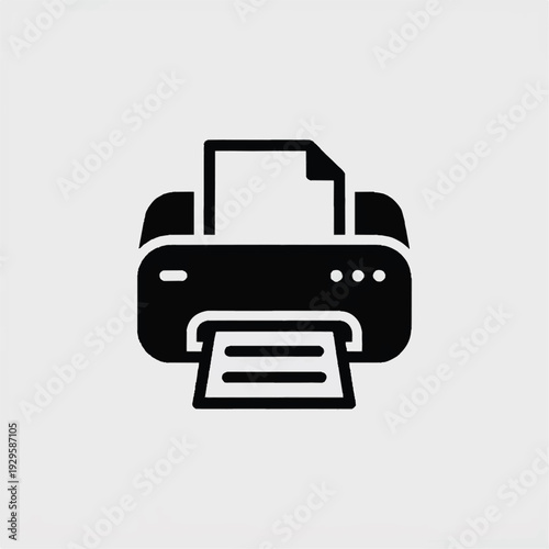 printer symbol flat black office device icon