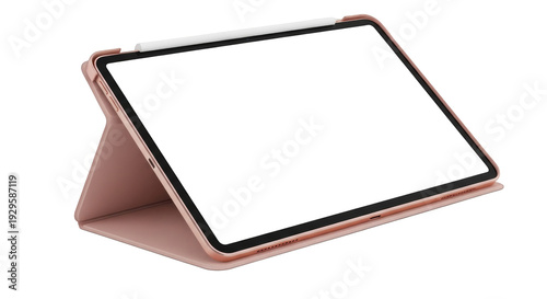 Wallpaper Mural Rose gold tablet with blank screen standing on case. Torontodigital.ca