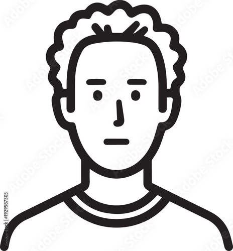 Hand Drawn Adult Man Black and White Avatar Illustration in Minimal Line Art Style Design