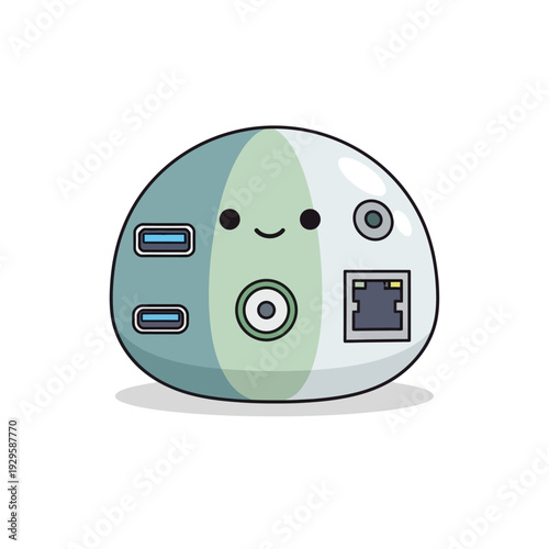 Cartoon Hard Drive with Smiling Face.