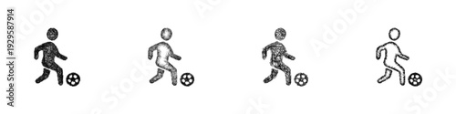 Sketch soccer dribbling icon design set