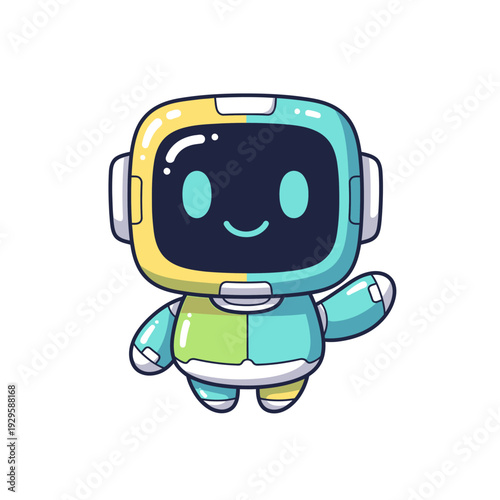 Wallpaper Mural Cartoon Robot Character with Friendly Smile. Torontodigital.ca