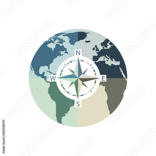 Compass on a Globe Illustration.