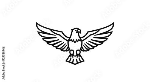 Black and White Dove Illustration with Outstretched Wings.