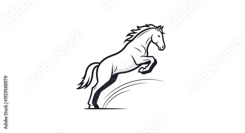 Black and White Horse Illustration Running.