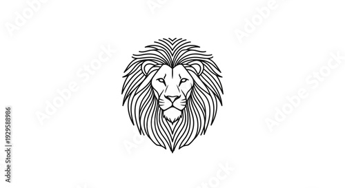 Black and White Lion Head Illustration.