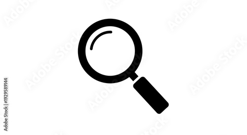 Black Magnifying Glass Icon on White.