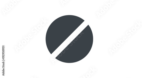 Black Pill Cut in Half White Background.