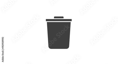 Black Trash Can with Lid Closed.