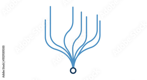 Blue Fork Design Element with Circle Base.
