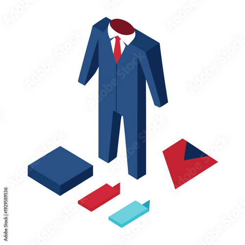businessman with red tie and business symble