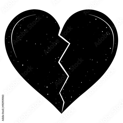 Broken Heart Illustration – Love Breakup Symbol Graphic for Valentine, Sad Romance Design