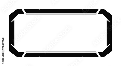 A stark geometric black frame design surrounds a central white space creating a bold and minimalist silhouette high quality