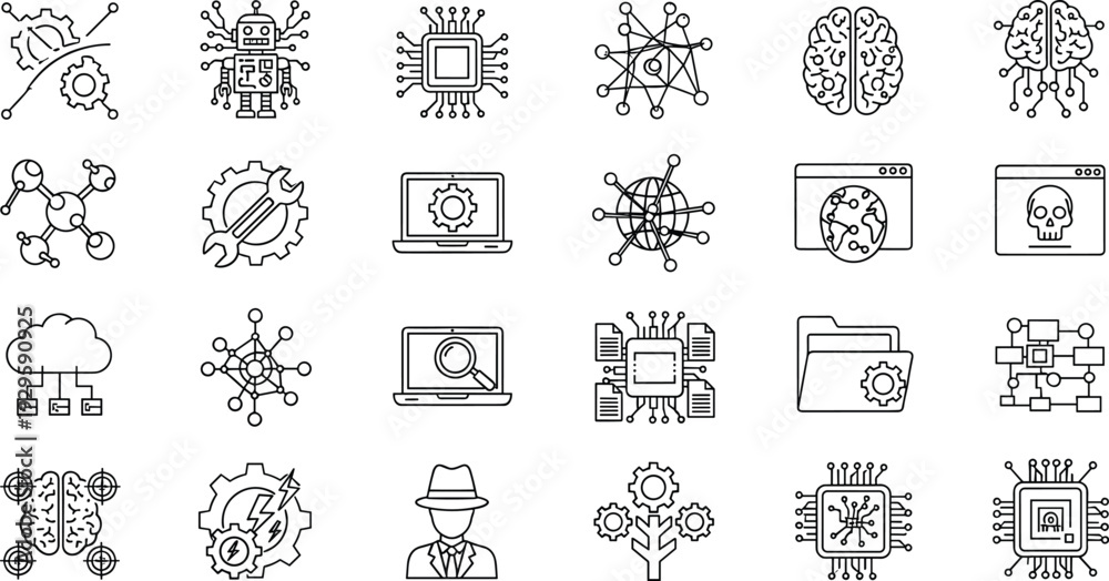 Obraz premium Set of 20 technology icons vector