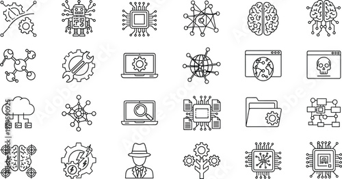 Set of 20 technology icons vector