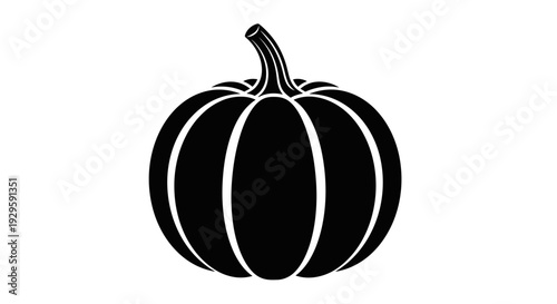 Black pumpkin icon with white outlines on plain background for halloween decoration or symbol