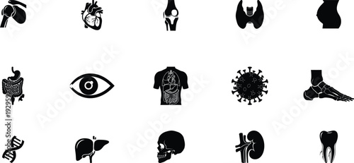 Collection of distressed black silhouettes on white background