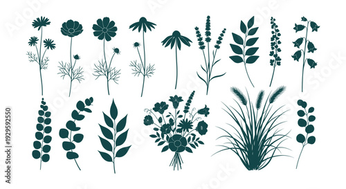 Elegant Blue Christmas Holly Berries Pine Branch Festive Winter Corner Decorations Vector Art