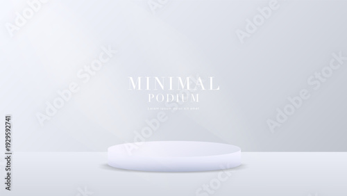 Minimalist podium stage on white background for product presentation, Vector illustration EPS 10