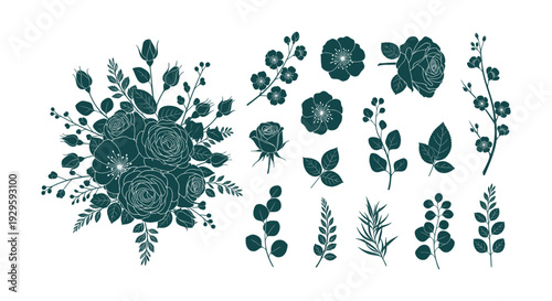 Christmas Holiday Season Festive Vector Icons Set Gifts Ornaments Decorations Collection Elements