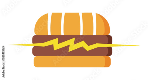 Electric Burger Illustration with Yellow Lightning Bolt.