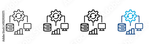 Data-Drive Process Icon Different Style Outline Collection Set Vector Illustration
