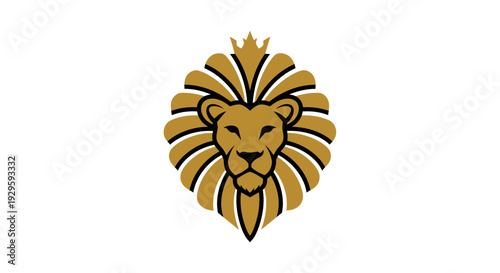 Golden Lion Head Logo Illustration Design.