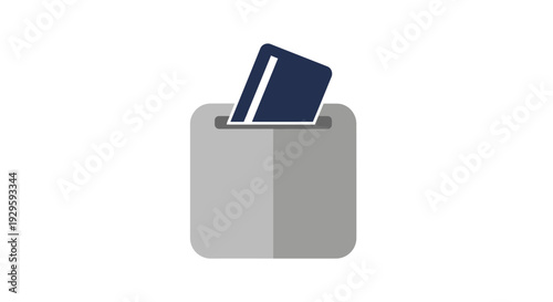 Gray Box with Card Protruding Outward.