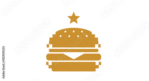 Golden Hamburger Icon with Star.