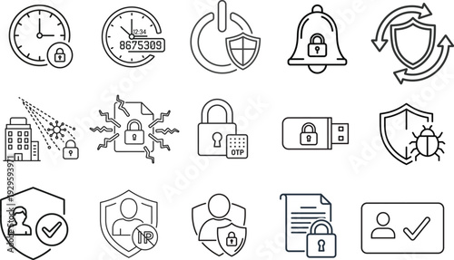 Security and Protection Icons Set for Web, App & UI Design