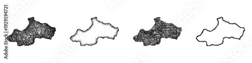 Sketch Tokat outline map design set
