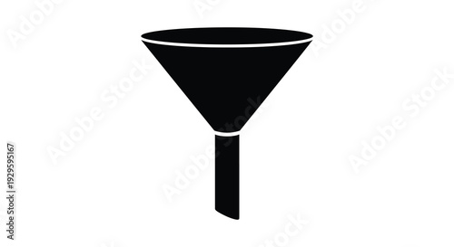 A stark black funnel depicted against a white background showcasing a minimalist design and bold silhouette high quality professional