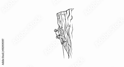 Climber scales a sheer rock face, a testament to human agility and strength