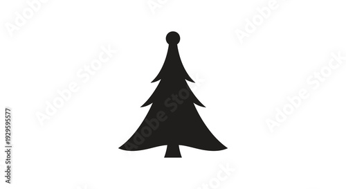 A stark black silhouette of a classic evergreen tree against a bright white background silhouette high quality professional detailed