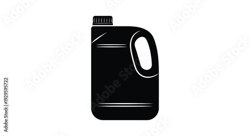 A stark black silhouette of a plastic jug commonly used for liquids like detergent or cleaning products silhouette