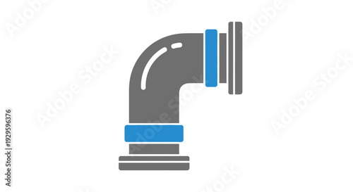 Gray Pipe Fitting with Blue Accents.