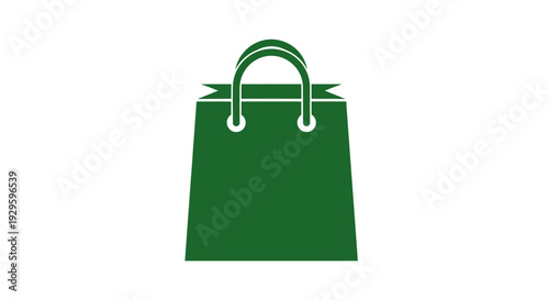 Green Shopping Bag with Handles Illustration.