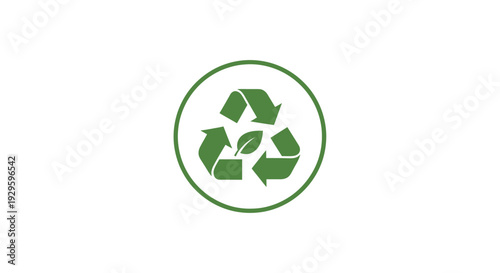 Green Recycling Symbol Inside Circle Icon.