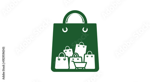 Green Shopping Bag with White Bags Inside.