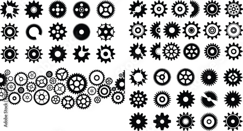 Gear Cog Typography Silhouette Icon Pack