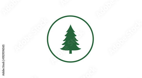 Green Tree Silhouette Inside Circle Logo.
