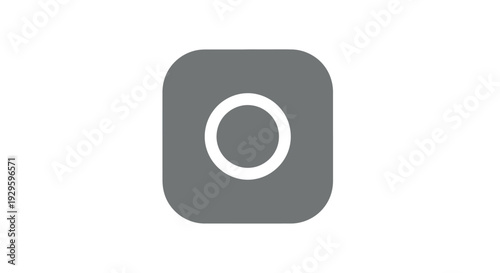 Grey Square Icon with White Circle Logo.