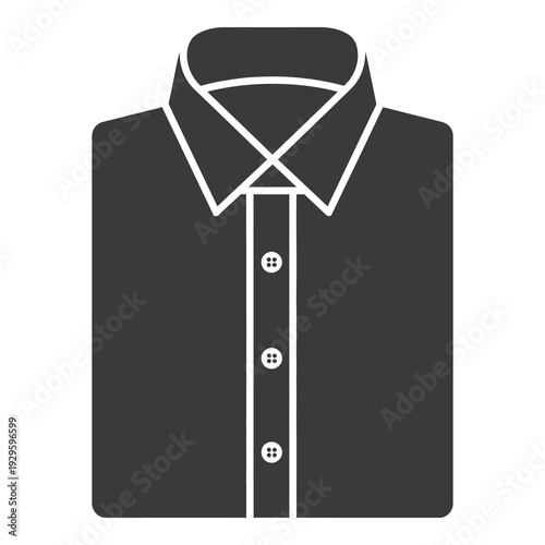Dark gray short sleeve button down collar shirt front view isolated on white icon