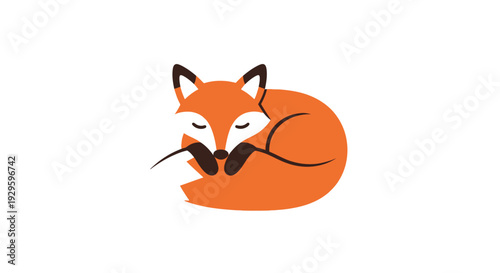 Illustration of a Sleeping Orange Fox.