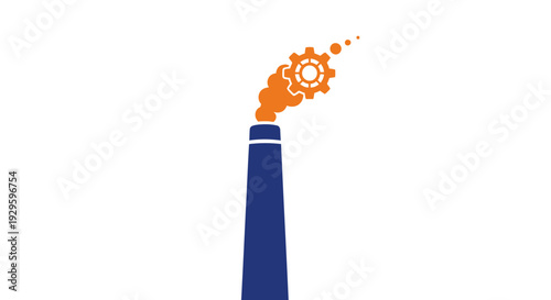 Industrial Chimney with Orange Smoke Emission.