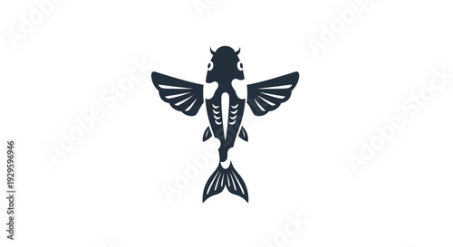 Mermaid Skeleton Silhouette Illustration Design Element.